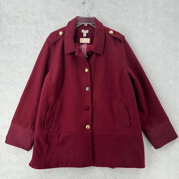 NEW LOGO by Lori Goldstein Peacoat 2X Legacy Double Knit Coat Wineberry Jacket - Picture 1 of 13